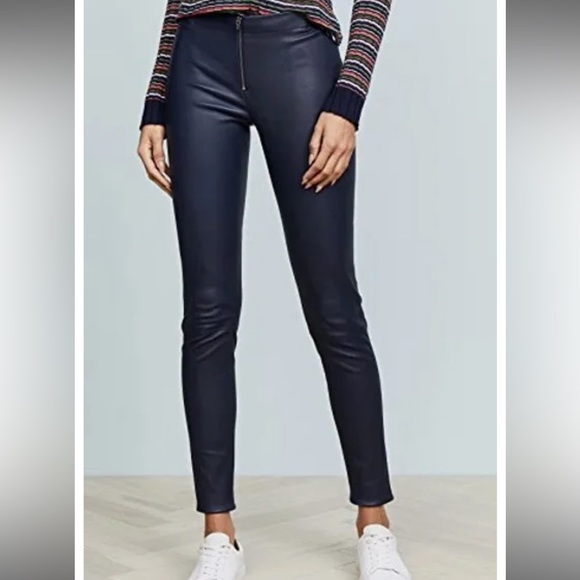 Alice + Olivia Navy Blue, Leather Leggings, Women's Size 10 - Picture 1 of 5